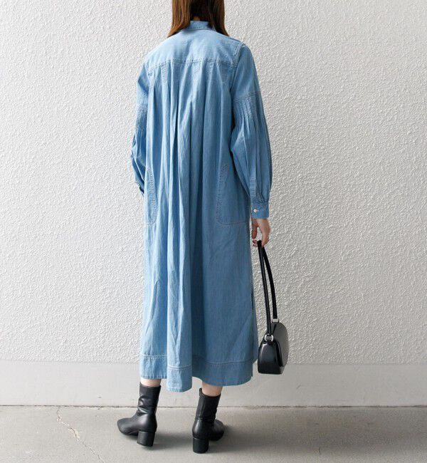 SHIPS any「SHIPS any: ライトオンス デニム オープンカラー テントライン ワンピース」|ワンピース|