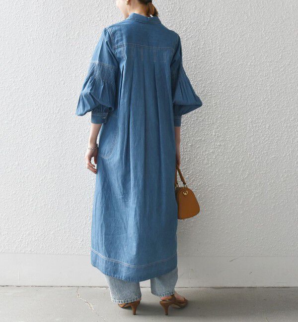 SHIPS any「SHIPS any: ライトオンス デニム オープンカラー テントライン ワンピース」|ワンピース|