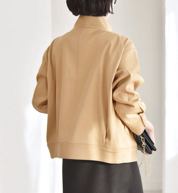 quaranciel「quaranciel: ダブル サテン スタンドカラー ブルゾン コート」|ブルゾン・スタジャン|