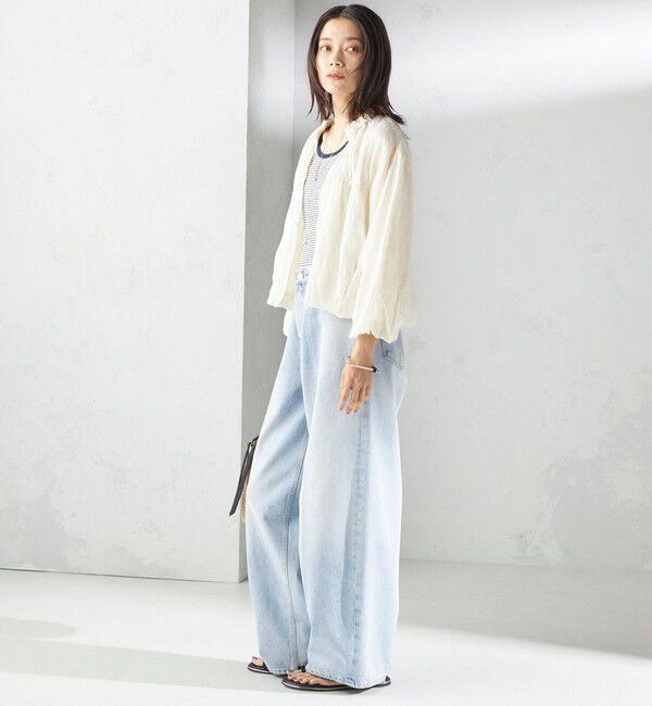 SHIPS for women「〈手洗い可能〉バック ギャザー リネン ジップ ブルゾン」|ブルゾン・スタジャン|