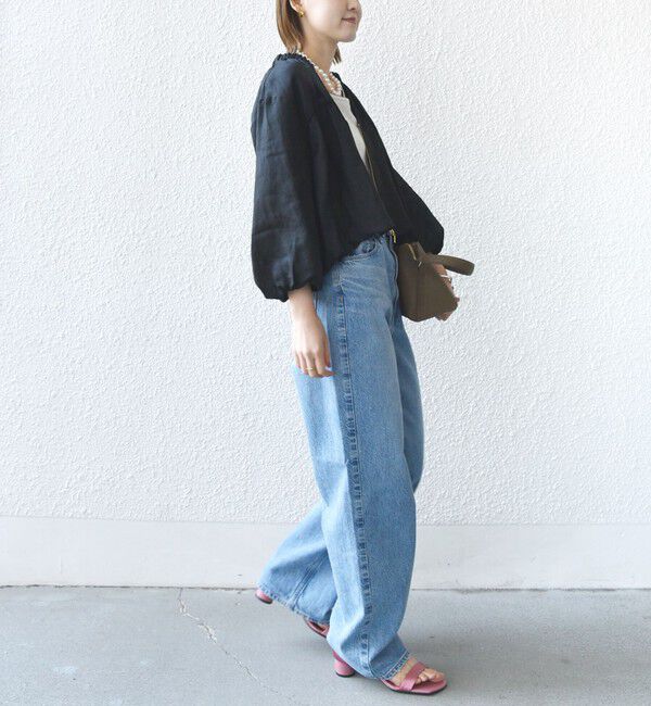 SHIPS for women「〈手洗い可能〉バック ギャザー リネン ジップ ブルゾン」|ブルゾン・スタジャン|