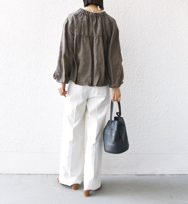 SHIPS for women「〈手洗い可能〉バック ギャザー リネン ジップ ブルゾン」|ブルゾン・スタジャン|