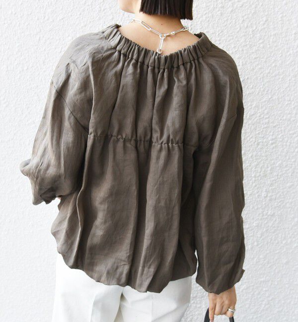 SHIPS for women「〈手洗い可能〉バック ギャザー リネン ジップ ブルゾン」|ブルゾン・スタジャン|