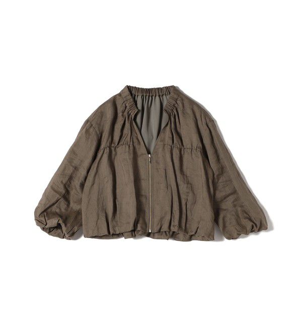 SHIPS for women「〈手洗い可能〉バック ギャザー リネン ジップ ブルゾン」|ブルゾン・スタジャン|