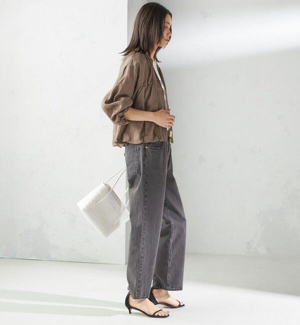 SHIPS for women「〈手洗い可能〉バック ギャザー リネン ジップ ブルゾン」|ブルゾン・スタジャン|