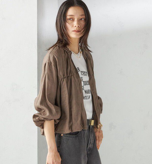 SHIPS for women「〈手洗い可能〉バック ギャザー リネン ジップ ブルゾン」|ブルゾン・スタジャン|