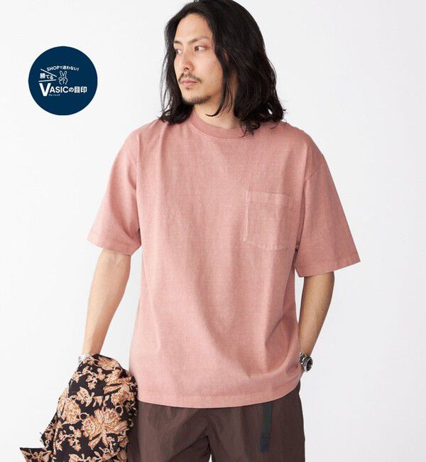 SHIPS「SHIPS: コットン USA クルーネック ポケット ピグメント Tシャツ」|Tシャツ・カットソー|ピンク