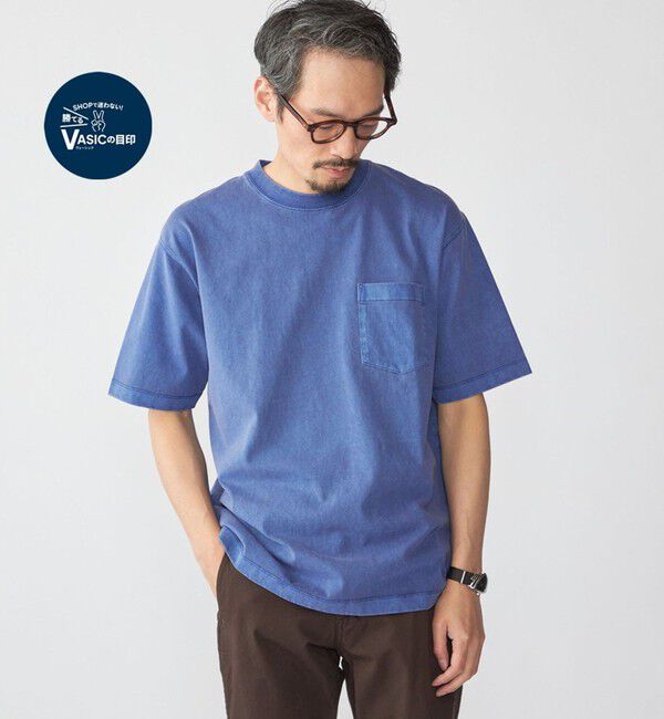 SHIPS「SHIPS: コットン USA クルーネック ポケット ピグメント Tシャツ」|Tシャツ・カットソー|コバルトブルー