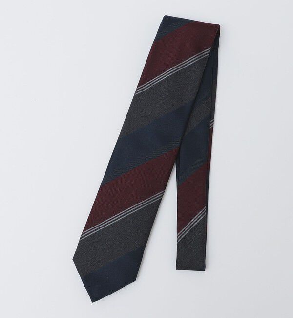 SHIPS「SHIPS: ヴィンテージ アーカイブ シルク ヘリンボーン ワイド ストライプ ネクタイ」|ネクタイ・蝶ネクタイ|ダークグレー