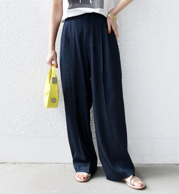 SHIPS for women「〈手洗い可能〉デニムライク 2タック ワイド パンツ」|その他|