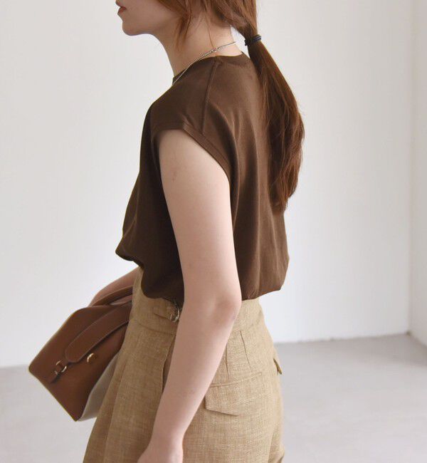 quaranciel「quaranciel:〈接触冷感/手洗い可能〉フレンチスリーブ ベーシック シアー ニット プルオーバー」|ニット・セーター|