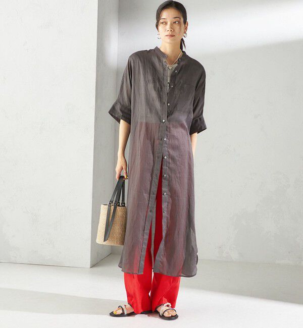 SHIPS for women「〈手洗い可能〉ラミー 4 スタンドカラー シャツ ワンピース」|ワンピース|