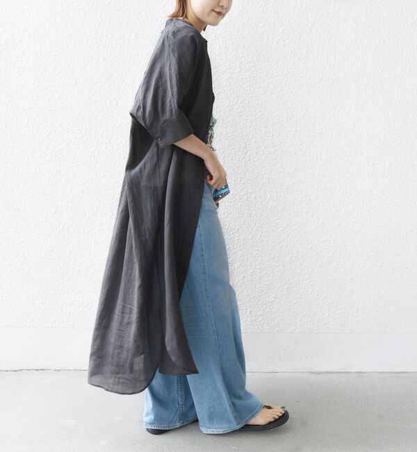 SHIPS for women「〈手洗い可能〉ラミー 4 スタンドカラー シャツ ワンピース」|ワンピース|