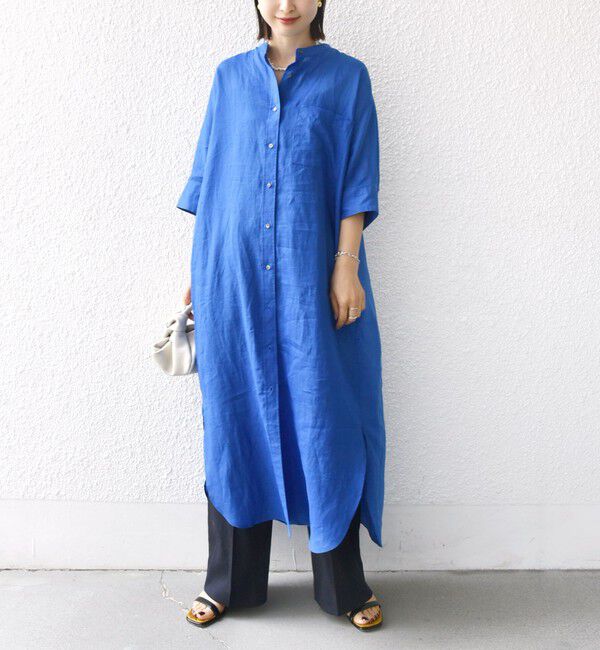 SHIPS for women「〈手洗い可能〉ラミー 4 スタンドカラー シャツ ワンピース」|ワンピース|