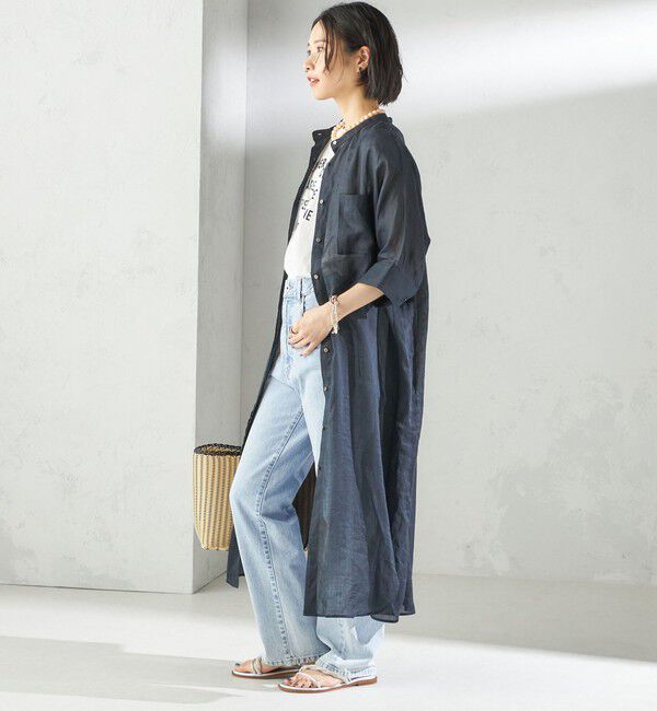 SHIPS for women「〈手洗い可能〉ラミー 4 スタンドカラー シャツ ワンピース」|ワンピース|