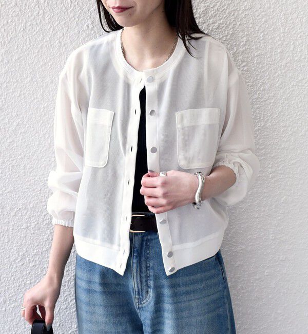 SHIPS Colors 「SHIPS Colors:〈手洗い可能〉メッシュ ノーカラー ハオリ 2◇」|ブルゾン・スタジャン|