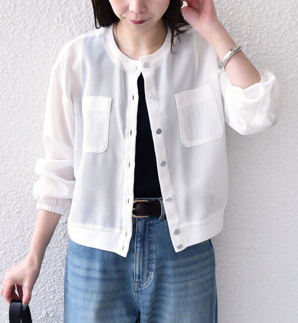 SHIPS Colors 「SHIPS Colors:〈手洗い可能〉メッシュ ノーカラー ハオリ 2◇」|ブルゾン・スタジャン|