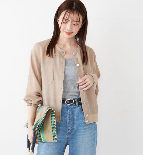 SHIPS Colors 「SHIPS Colors:〈手洗い可能〉メッシュ ノーカラー ハオリ 2◇」|ブルゾン・スタジャン|