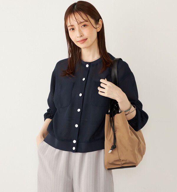 SHIPS Colors 「SHIPS Colors:〈手洗い可能〉メッシュ ノーカラー ハオリ 2◇」|ブルゾン・スタジャン|ネイビー