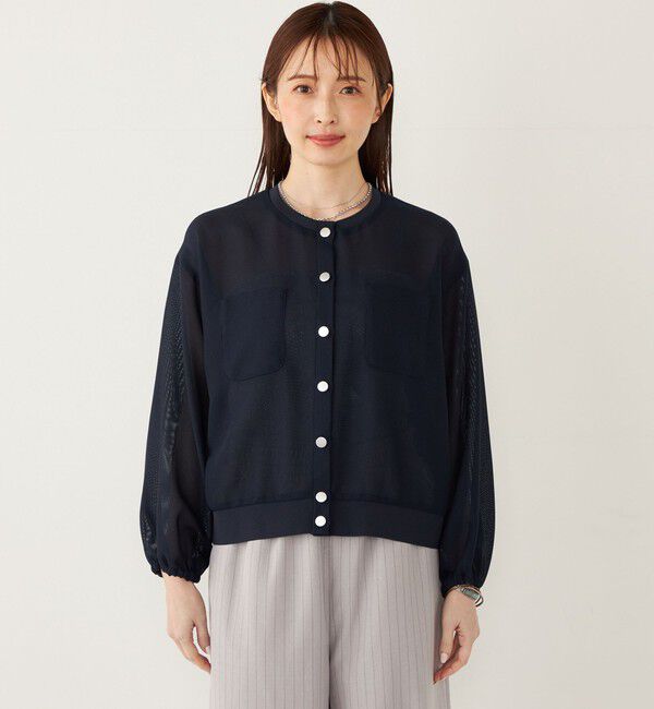 SHIPS Colors 「SHIPS Colors:〈手洗い可能〉メッシュ ノーカラー ハオリ 2◇」|ブルゾン・スタジャン|