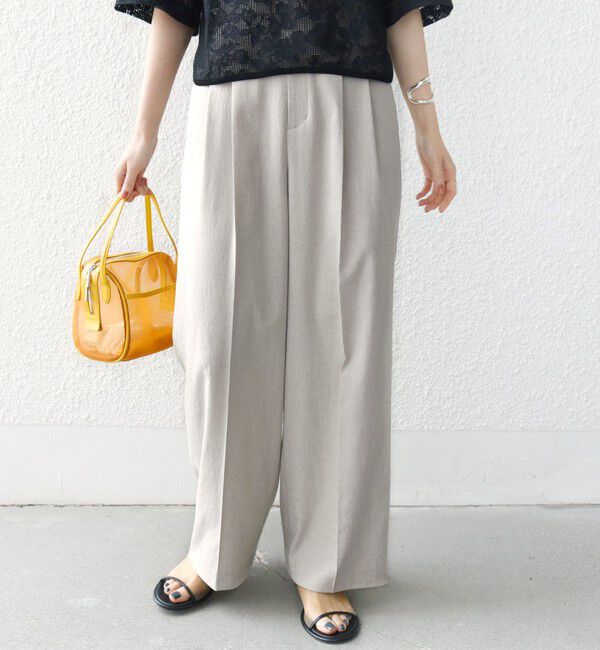 SHIPS for women「〈手洗い可能〉麻調 合繊 2タック ワイド パンツ 2」|その他|