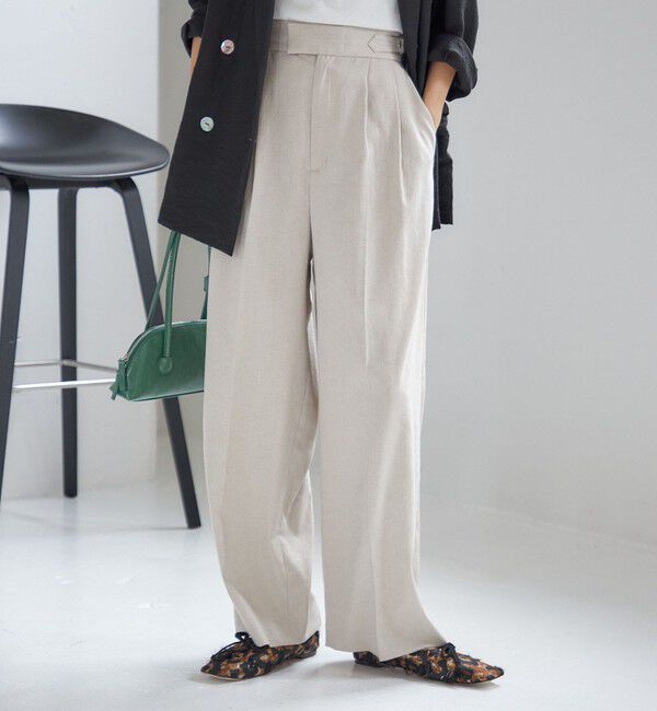 SHIPS for women「〈手洗い可能〉麻調 合繊 2タック ワイド パンツ 2」|その他|