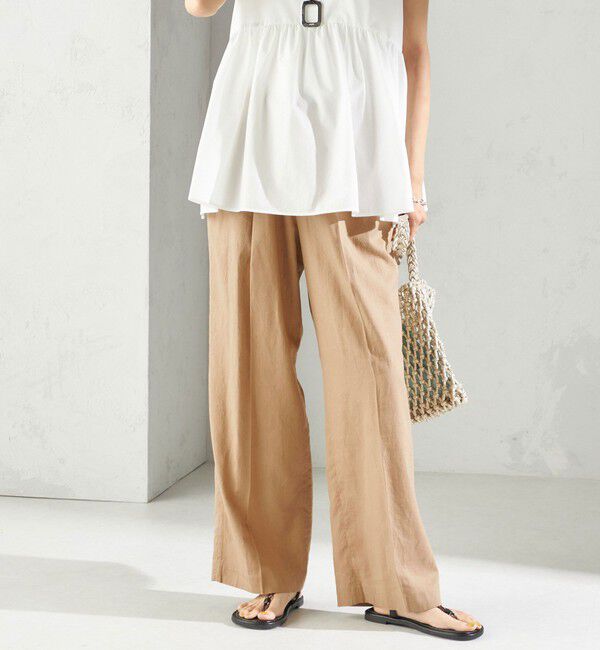 SHIPS for women「〈手洗い可能〉綿麻 ビエラ 2タック パンツ」|その他|ベージュ系
