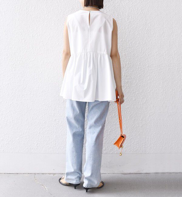 SHIPS for women「〈接触冷感 / 撥水加工〉TEX BRID(R)タフタ ギャザー ノースリーブ ブラウス」|シャツ・ブラウス|