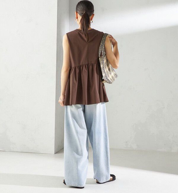 SHIPS for women「〈接触冷感 / 撥水加工〉TEX BRID(R)タフタ ギャザー ノースリーブ ブラウス」|シャツ・ブラウス|