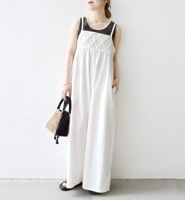 SHIPS any「bon_meur:〈手洗い可能〉ロープ編み コットン ワイド ギャザー サロペット」|オールインワン|