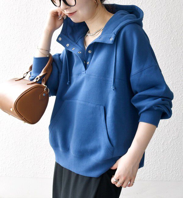 SHIPS any「SHIPS any:〈洗濯機可能〉USAコットン 裏起毛 フーディー ルーズ プルオーバー」|パーカー|ブルー