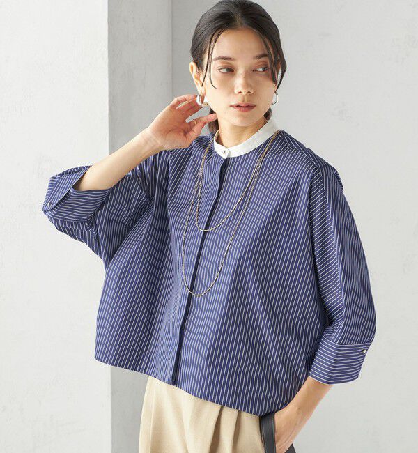 SHIPS for women「〈手洗い可能〉綿 ポリエステル ストライプ 羽織 シャツ」|シャツ・ブラウス|