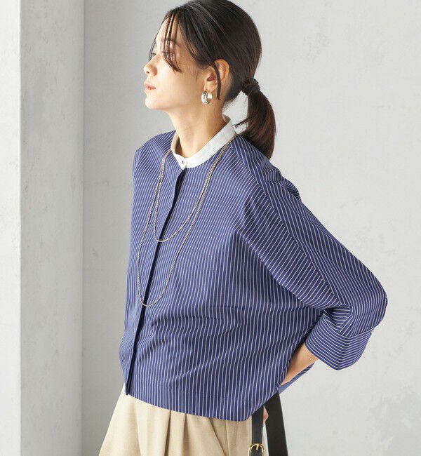 SHIPS for women「〈手洗い可能〉綿 ポリエステル ストライプ 羽織 シャツ」|シャツ・ブラウス|