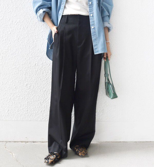 SHIPS for women「〈洗濯機可能〉ハイカウント ツイル 2タック ワイド パンツ」|その他|