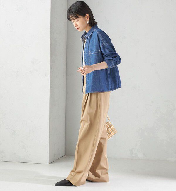 SHIPS for women「〈洗濯機可能〉ハイカウント ツイル 2タック ワイド パンツ」|その他|