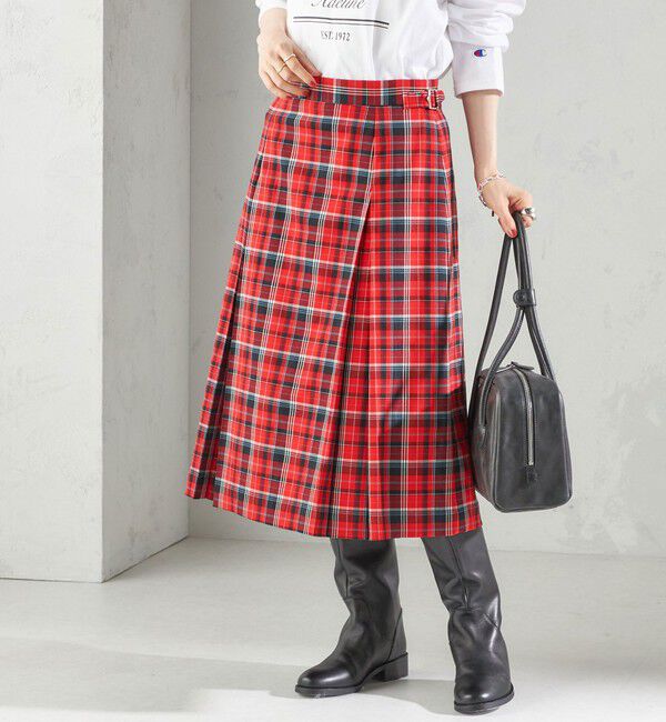 SHIPS for women「《一部追加予約》チェック ボックス プリーツ スカート」|スカート|レッド