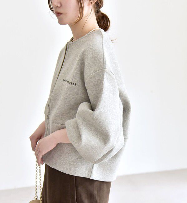 quaranciel「quaranciel:〈洗濯機可能〉ポンチ ロゴプリント スウェット ジップ ブルゾン カーディガン」|スウェット・ジャージ|