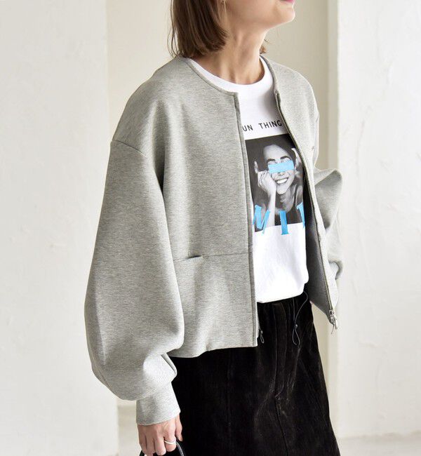 quaranciel「quaranciel:〈洗濯機可能〉ポンチ ロゴプリント スウェット ジップ ブルゾン カーディガン」|スウェット・ジャージ|