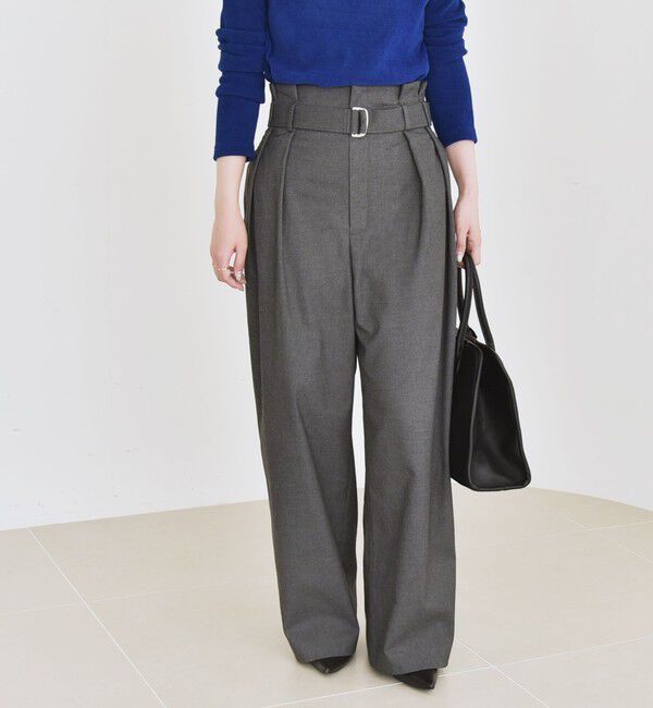 quaranciel「《一部追加予約》quaranciel:〈洗濯機可能〉ハンサム ハイウエスト ベルト ワイド パンツ」|その他|