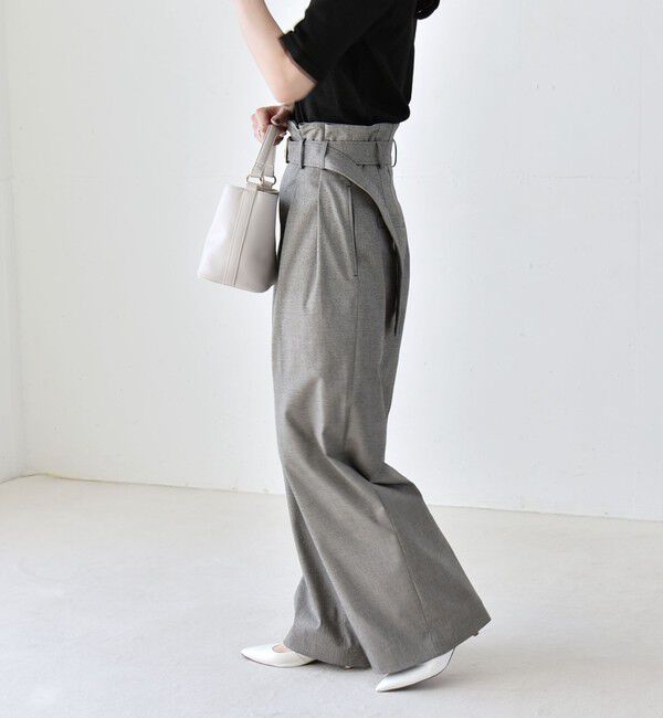 quaranciel「《一部追加予約》quaranciel:〈洗濯機可能〉ハンサム ハイウエスト ベルト ワイド パンツ」|その他|