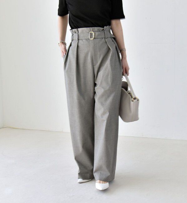 quaranciel「《一部追加予約》quaranciel:〈洗濯機可能〉ハンサム ハイウエスト ベルト ワイド パンツ」|その他|