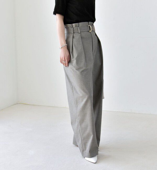 quaranciel「《一部追加予約》quaranciel:〈洗濯機可能〉ハンサム ハイウエスト ベルト ワイド パンツ」|その他|