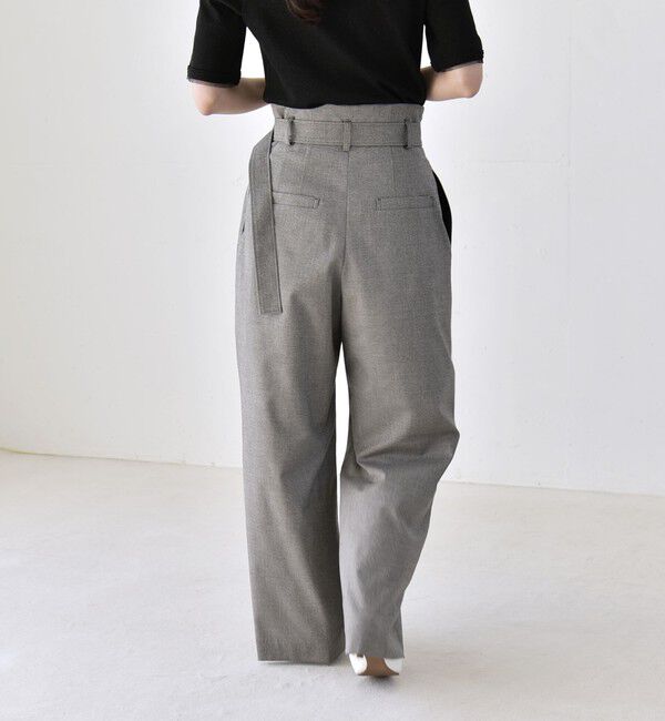 quaranciel「《一部追加予約》quaranciel:〈洗濯機可能〉ハンサム ハイウエスト ベルト ワイド パンツ」|その他|