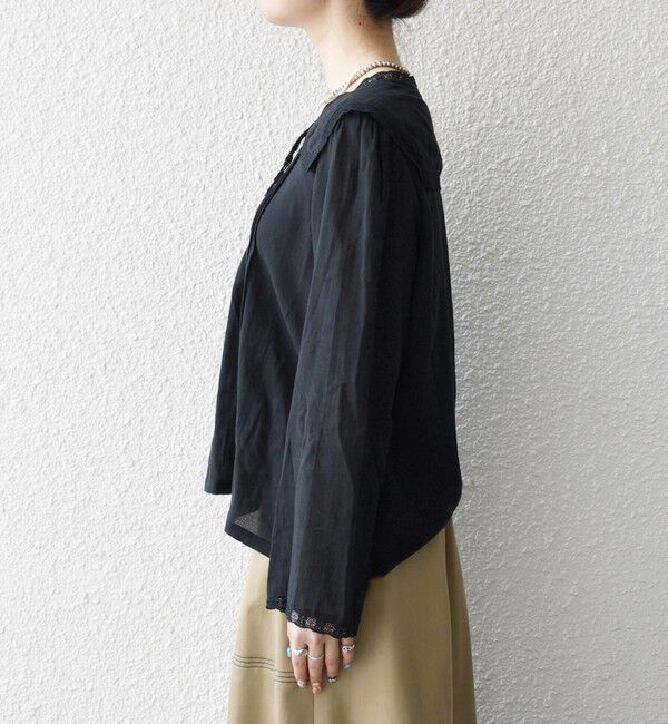 SHIPS any「SHIPS any:〈洗濯機可能〉コットン モス セーラー カラー レース ブラウス」|シャツ・ブラウス|