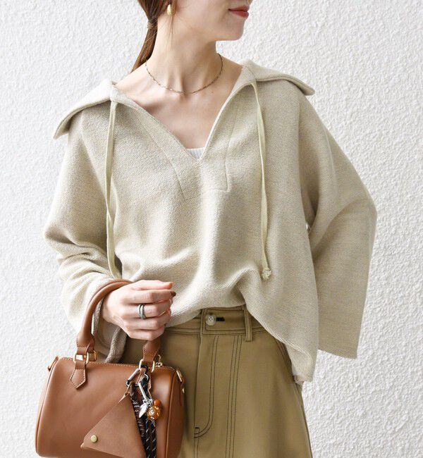 SHIPS any「SHIPS any:〈手洗い可能〉サカリバ スキッパー ビッグカラー プルオーバー」|Tシャツ・カットソー|ナチュラル