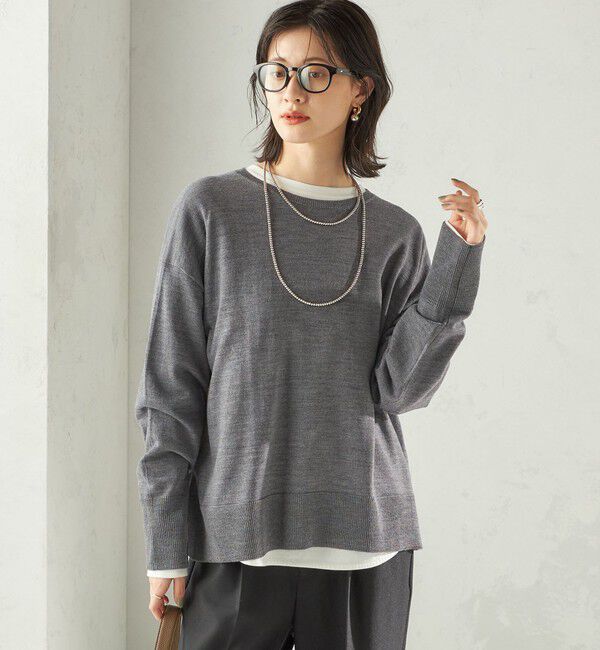 SHIPS for women「〈手洗い可能〉14G ウォッシャブル クルーネック ニット プルオーバー」|ニット・セーター|