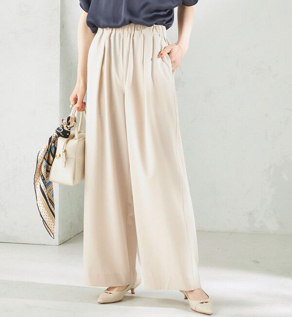 SHIPS for women「〈洗濯機可能〉ストレッチ ツイル イージー タック パンツ」|その他|アイボリー