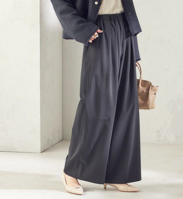 SHIPS for women「〈洗濯機可能〉ストレッチ ツイル イージー タック パンツ」|その他|ブラック