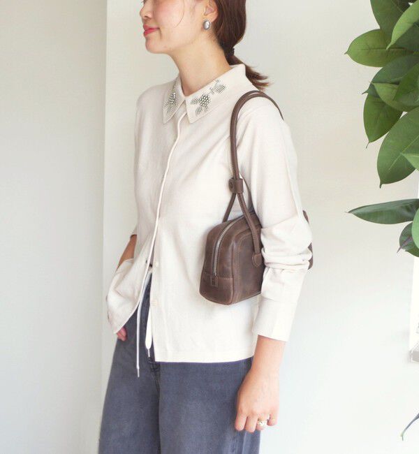 SHIPS for women「【WEB限定】〈手洗い可能〉ビーズ 刺しゅう 襟付 ニット カーディガン」|カーディガン|