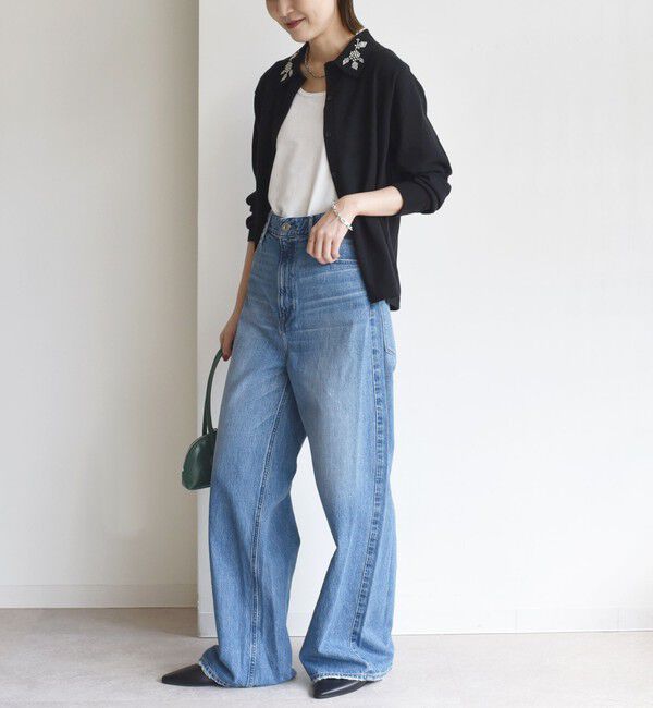 SHIPS for women「【WEB限定】〈手洗い可能〉ビーズ 刺しゅう 襟付 ニット カーディガン」|カーディガン|